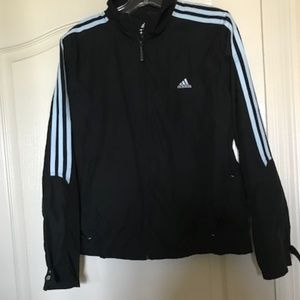 Adidas Black Lined Windbreaker Large w/Blue